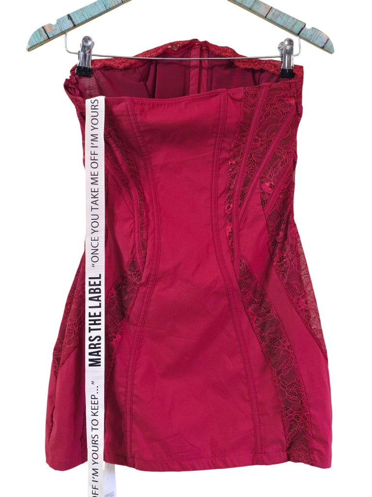 Mars The Label The Lace Clasp Detail Mini Dress, Wine Red, Nwt, Sz 8us/12uk — image 8 of 8